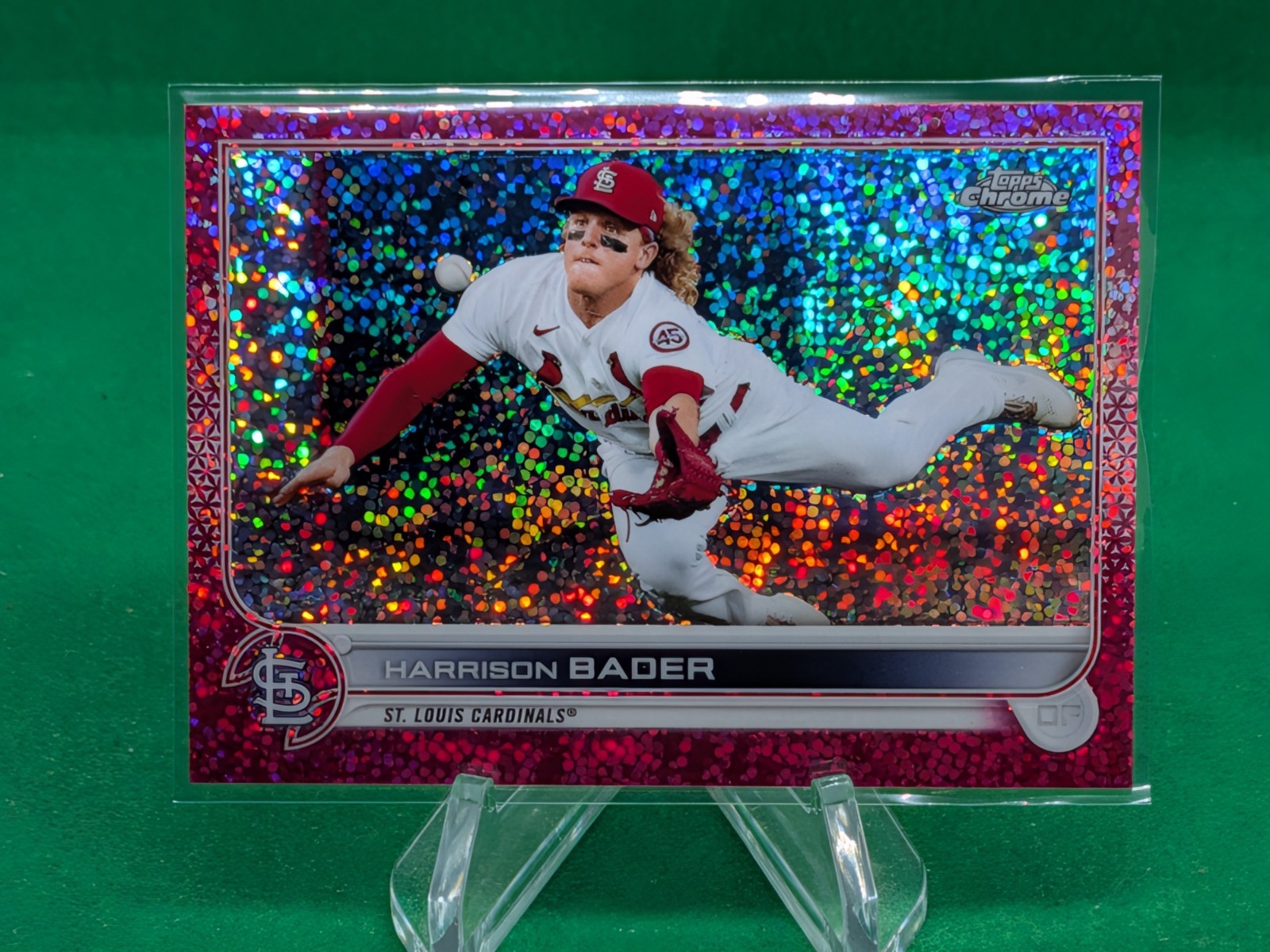 Harrison Bader 2022 Topps Chrome Magenta Speckle Refractor #31 Cardinals /350