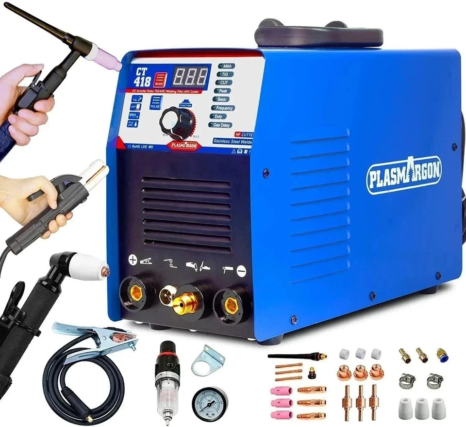 Plasmargon Plasma Cutter TIG Welder Pulse Stick Welder - CT418 3 in 1 Combo Weld