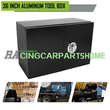 36"x18"x24" Black Steel Underbody Truck Trailer Tool Box Organizer w/ Barn Door