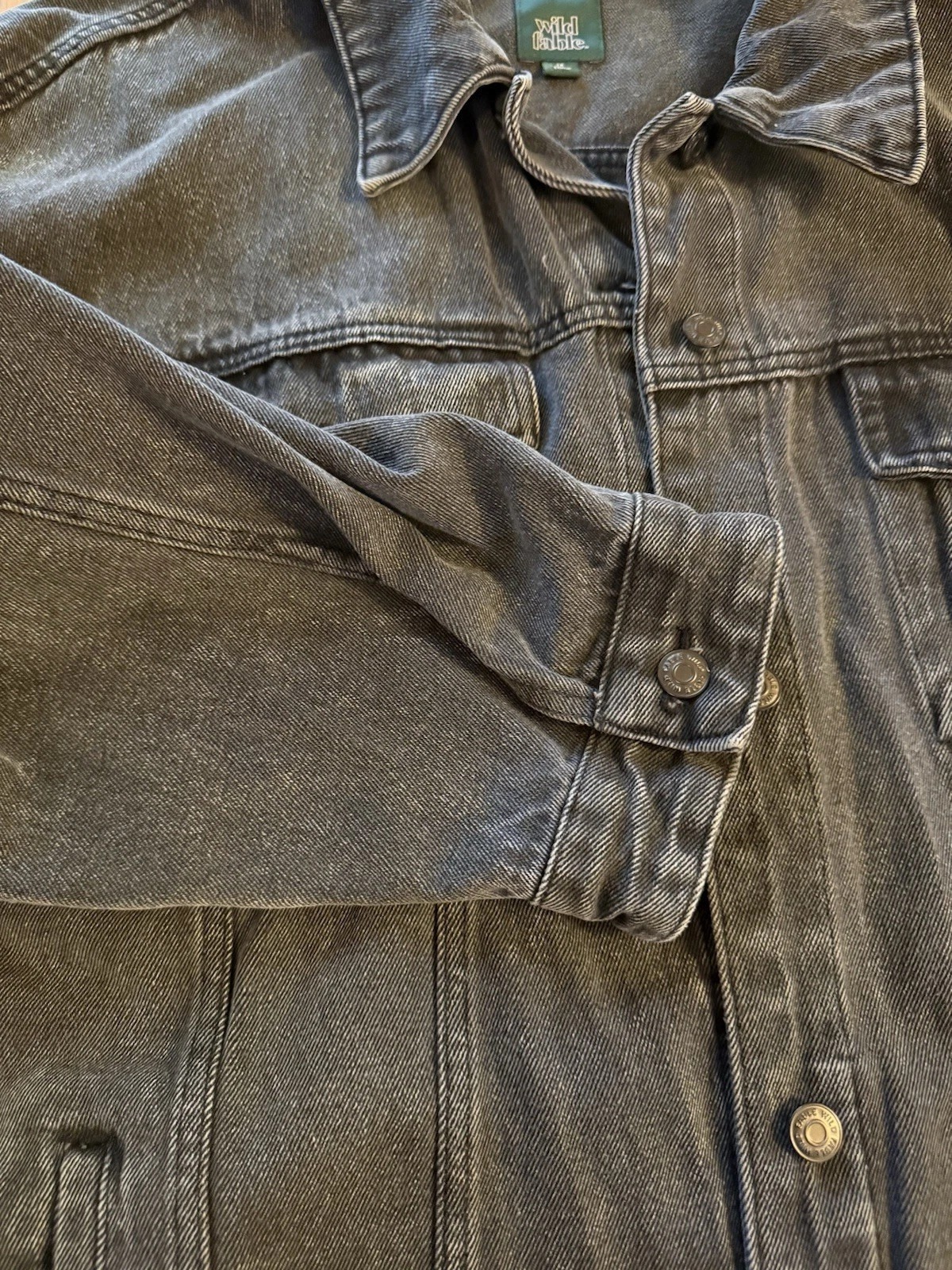 Wild Fable Unisex Oversized Black Denim Trucker Jacket 2X Cotton - product detail image 10