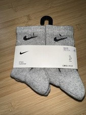 X4 Nike Kids Grey 6 Pairs Crew Socks Dri Fit - Brand NEW XXS Sock Size 4-5