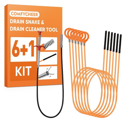 #ad 51inch Drain Hair Remover6pack34inch Drain Clog Remover1packDrain Auger Cle... $7.39