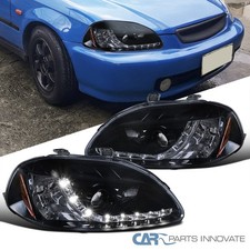 Fit 96-98 Honda Civic 234dr Glossy Black Led Drl Projector Headlights Pair Fit 96-98 Honda Civic 234dr Glossy Black Led Drl Projector Headlights Pair