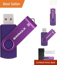 Compact 32GB Thumb Drive - Lightweight USB 2.0 Swivel Flash Storage in Purple