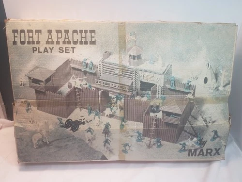Marx Fort Apache Play set W/box Instructions Calvary Supply Tin Litho No 3681