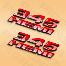 2PCS/Set For 345 HEMI 3D Emblems Fender Badges Symbol Nameplate Sticker Decal