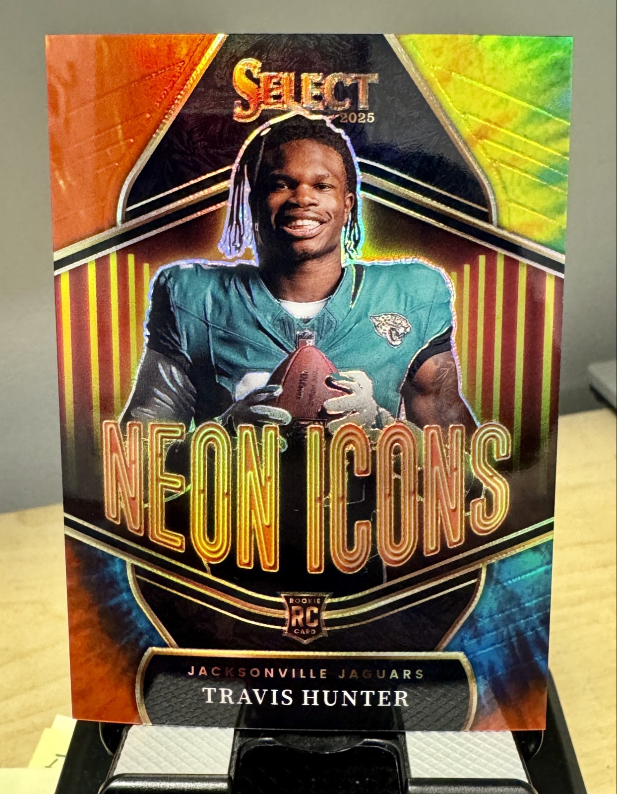 Travis Hunter 2025 Panini Select - Neon Icons #11 Tie-Dye Prizm /25 RC
