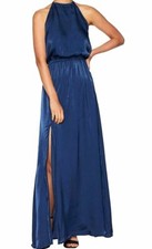 $201 Show Me Your Mumu Women's Blue Heather Halter Sleeveless Maxi Dress Size S