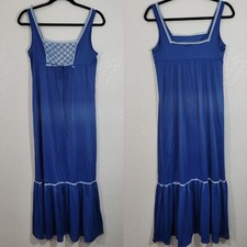VTG Vassarette Negligee Nightgown Nightie Blue Lace Gown Sz 11 Made in USA