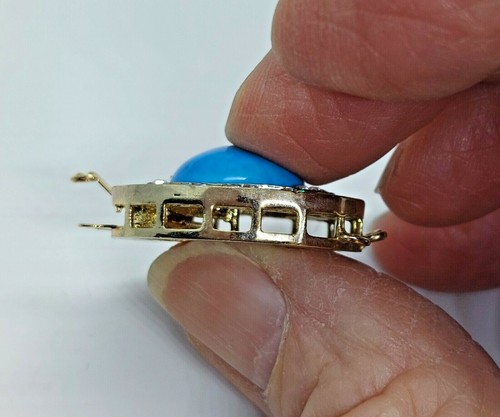 Ausgefallener gold gewaschener ovaler Verschluss für 3 Stränge mit türkisem Howlith Cabachon - Bild 4 von 4