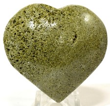 Cuore Puff Verde Epidote Naturale Gemma Cristallo Minerale Peru + Supporto (1PC)