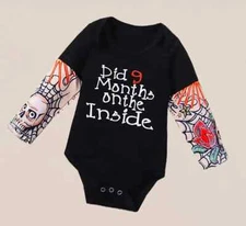 “Did 9 Months On the Inside” Tattoo Sleeve Baby Romper – (Sizes 0-18M)