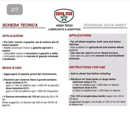 2-ehn PURO 99 (Come Hydra) +10 Punti Cetane Booster Additivo Diesel. 5L +OMAGGIO - Zdjęcie 6 z 8