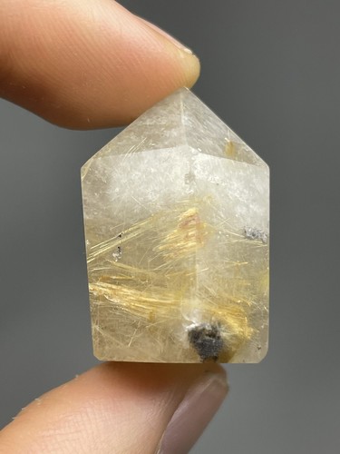 Cuarzo natural dorado rutilado 16,8 g torre pulido cristal curación etérica L4 - Imagen 8 de 12