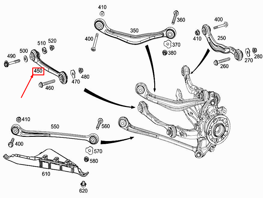 Neu MERCEDES-BENZ S W222 Spurstange Hinterachse links A2223501302 Original