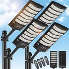 1-4PK 8000W Commercial Solar Street Lights Outdoor Dusk to Dawn Bright Road Lamp