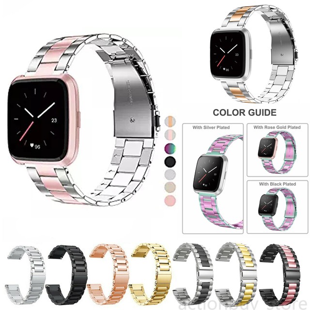 fitbit versa rose gold with silver band