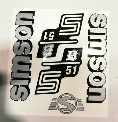 Satz Aufkleber f. Simson IFA B51 S51 S51B Seitendeckel Tank Silber
