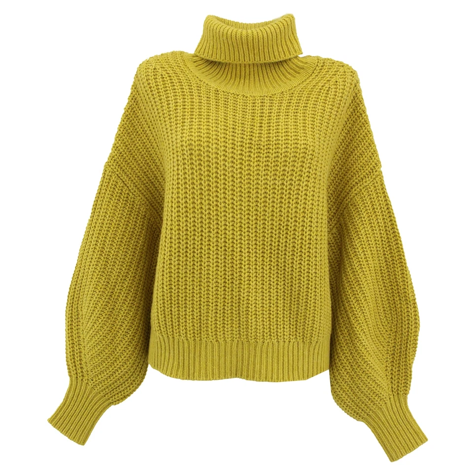 S OLIVER Damen langarm Pullover Pulli Shirt Strick Rollkragen Wolle gelb 27368 - Bild 1 von 2