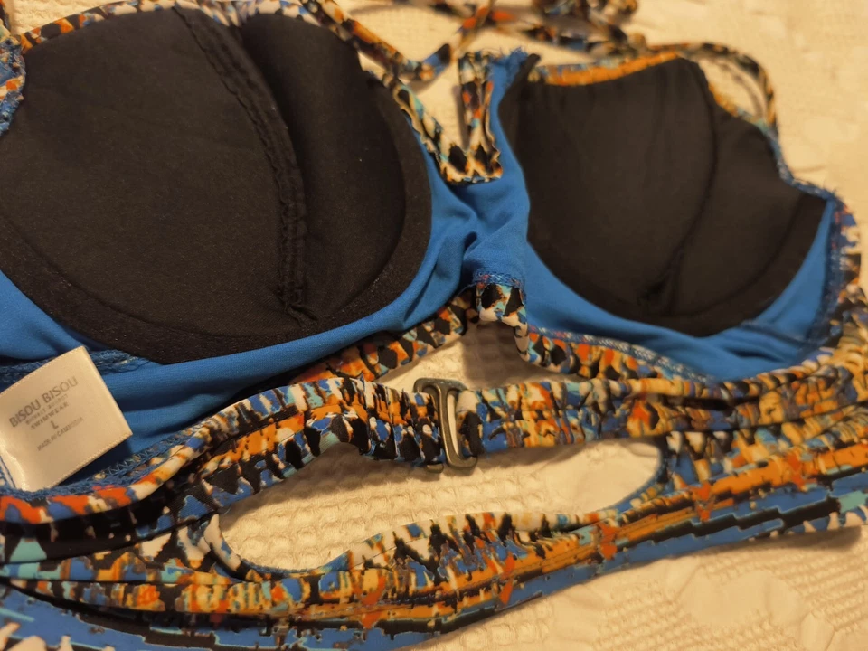Bisou Bisou Halter Top Traje de Baño Talla L Ombre Multicolor Boho Tribal Súper Lindo Foto 4 de 4