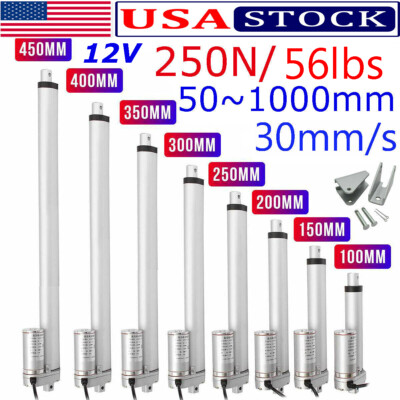 Electric Linear Actuator Motor 12V 250N 55lbs Stroke ''2 ~ 48'' Fast Speed 30mm/s