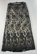 Vintage Talbots Skirt Size 8 P Long Floral Black Lace Lined Elegant Fairy Goth