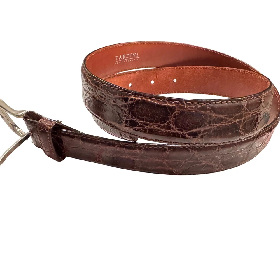 Tardini Genuine Caiman Crocodile Leather Belt Handmade Italy 34 women's preloved - Image 3 of 4