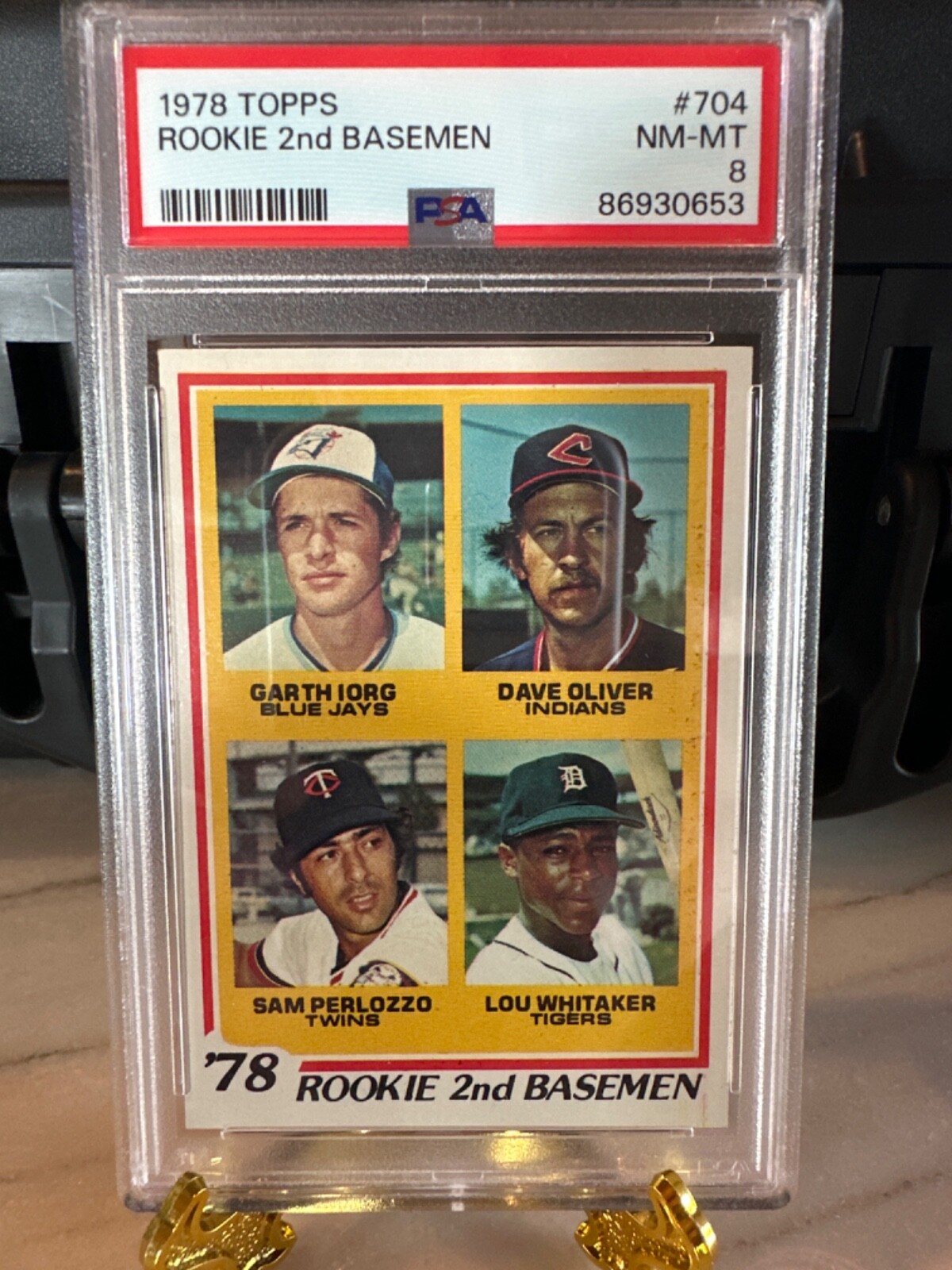 1978 Topps #704 ROOKIE 2ND BASEMAN Lou Whitaker Rookie PSA 8 NM-MT CENTERED!