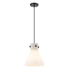 Innovations Newton Cone 1 Lt 10" Cord Pendant, BK/White - 410-1PM-BK-G411-10WH