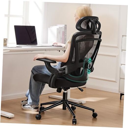 Ergonomic Office Chair - High Back Desk Chair with Up&Down Black with Headrest-image