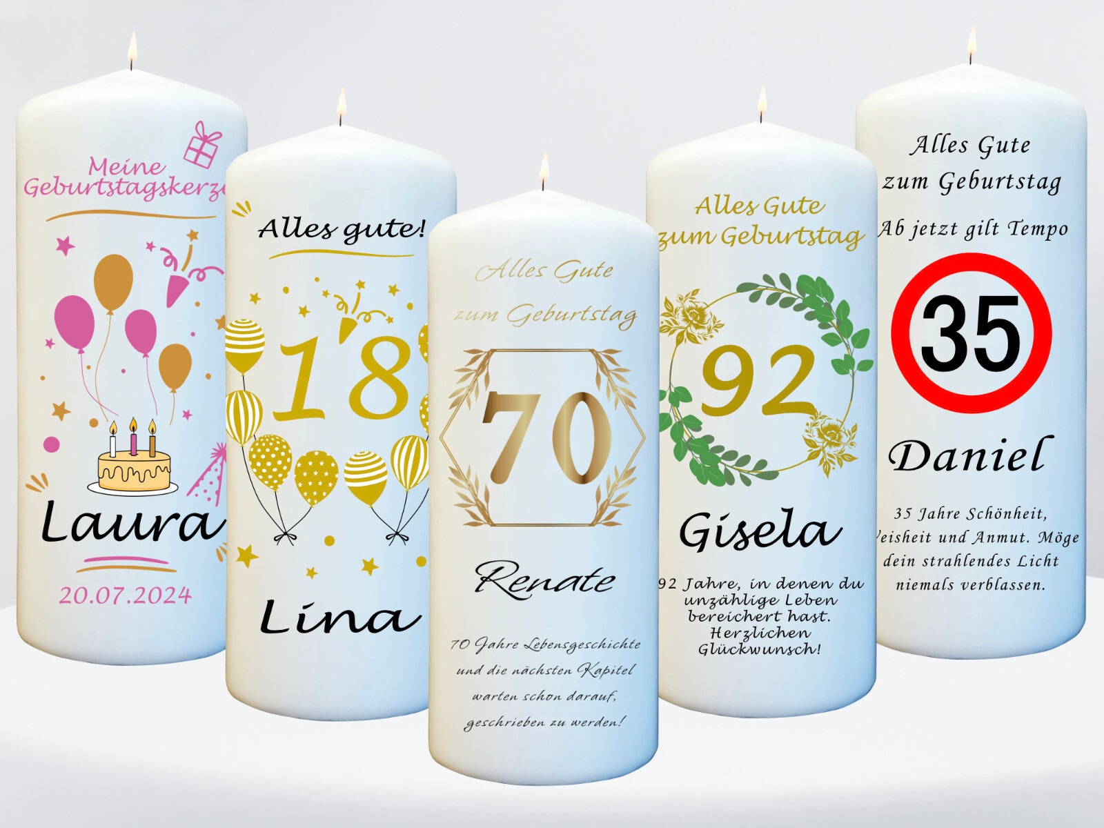 Geburtstagskerze Erwachsene mit Namen und Zahl personalisiert - besondere Kerzen