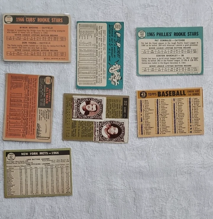 Lote de inicio de tarjetas de béisbol vintage 1961-1965 x7-1961 Topps #312, RC, Mets, Cubs Foto 3 de 4