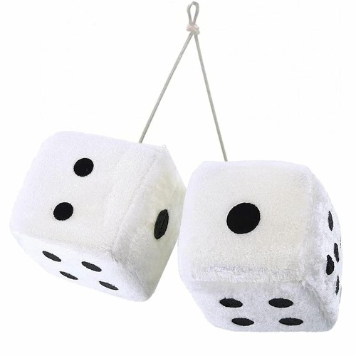 1 Pair White Hanging Dice Vintage Car Plush Rearview Mirror 2.25" Auto Decor - Bild 2 von 4
