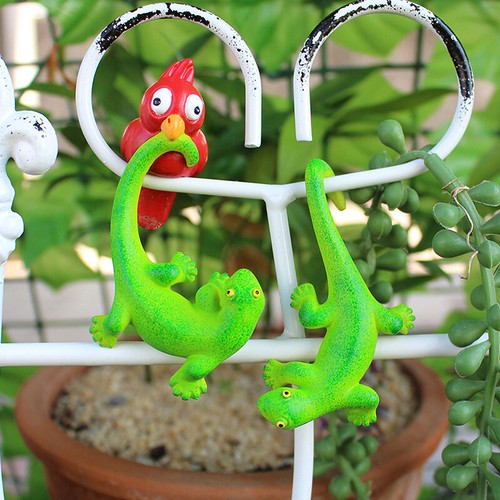 Statue Hanging Lizard, Pack Of 2 Climbing Lizard Flower Pot Hanger Decoratio _ga - Picture 6 of 7