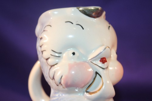 1940'S Shawnee Pottery Owl Pitcher 14K Gold Trim Pitcher 6" Blue #1 - Picture 7 of 9