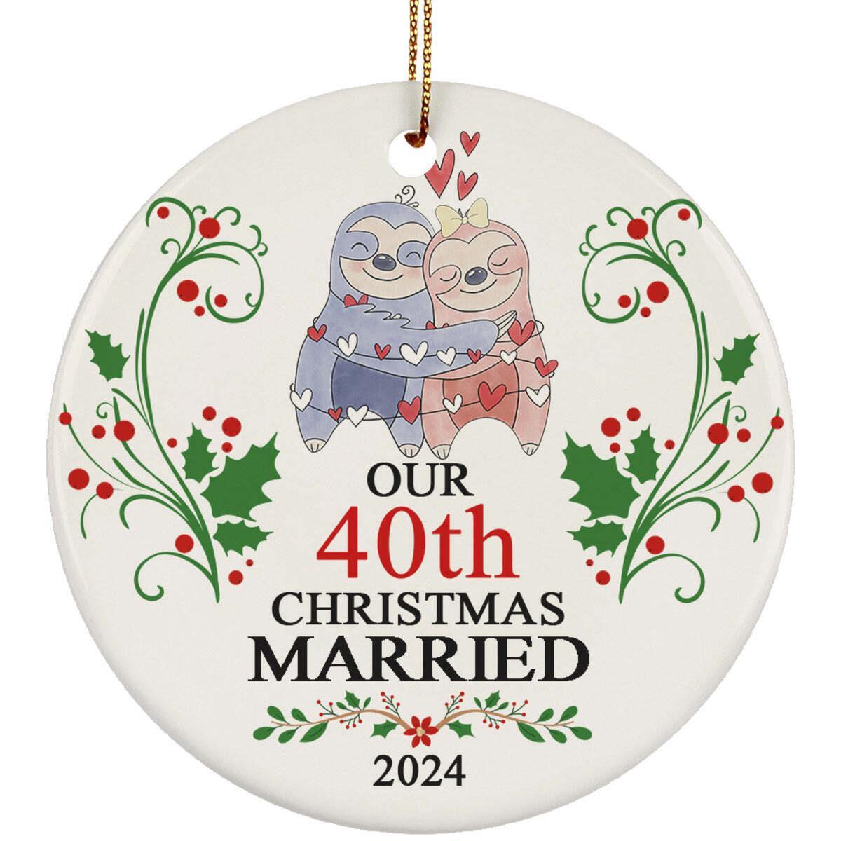 Our 40th Years Christmas Married Ornament Gift 40 Anniversary Funny Sloth Couple