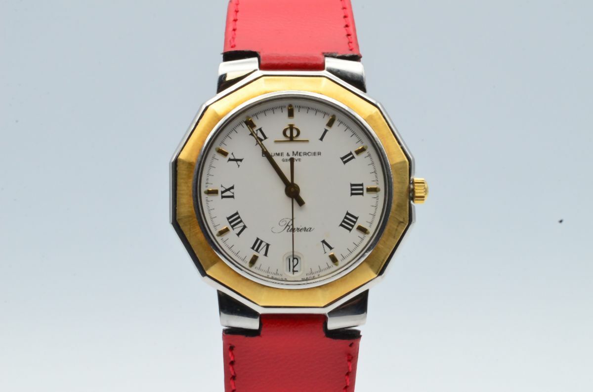 Baume & Mercier Riviera Quartz Men's Watch 1 3/8in Vintage White Pretty 5321
