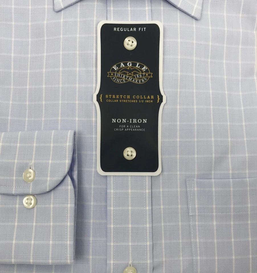 Camisa social masculina NEW EAGLE ajuste regular gola elástica sem ferro, tamanho 15 32/33 - Imagem 3 de 4