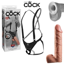 King Cock 12" Hollow Dildo Strap-On Suspender System 30cm Dildo Forato Harness