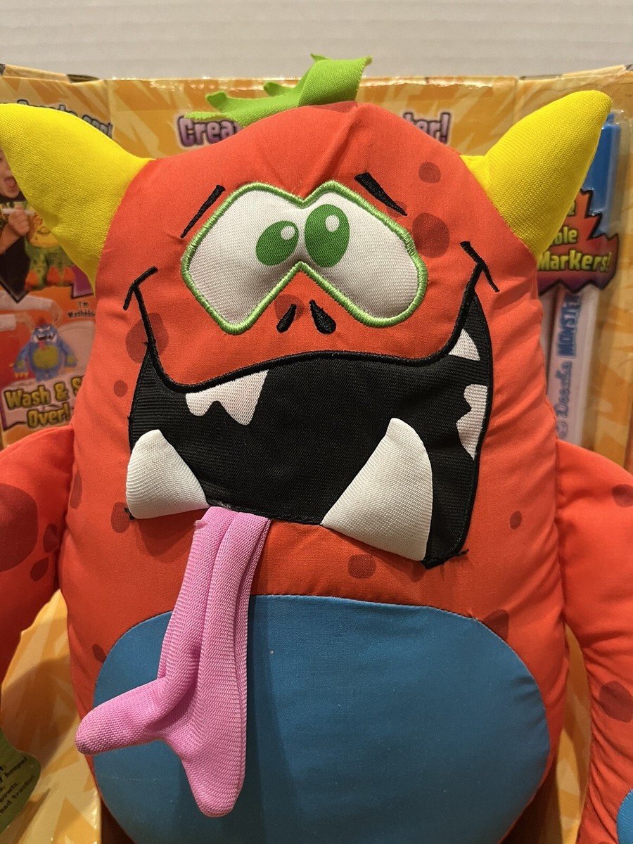 Tattoo Doodle Monster Red Retired Plush Write On & Wash Jakks