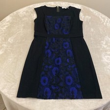 Ann Taylor Loft Womens Black Purple Stretch Sleeveless Sheath Dress Size 4