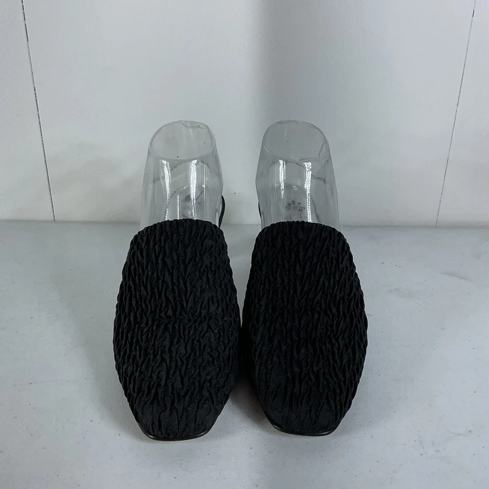 Винтажные черные складчатые плиссированные сандалии на блочных каблуках y2k 90-е 8 D - Изображение 2 из 4