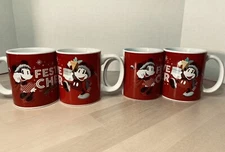 Disney Mickey & Minnie Mouse Hot Cocoa Mug Christmas Holiday Festive Cheer w/4