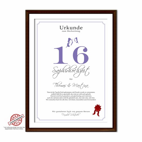 Hochzeitstag Geschenk Urkunde 1-80 Hochzeitstag Ehejubiläum wählbar - Bild 118 von 567