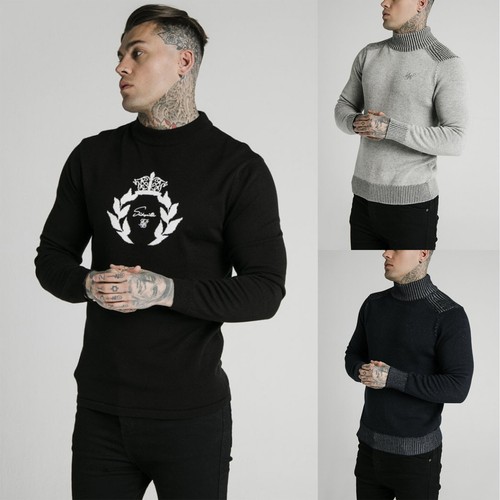 Sik Silk Mens Hign Neck Designer Retro 