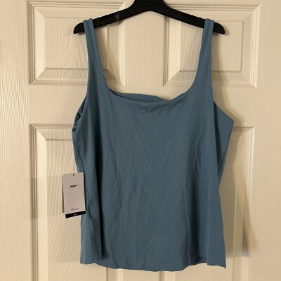 nike yoga luxe crop top in blue grey