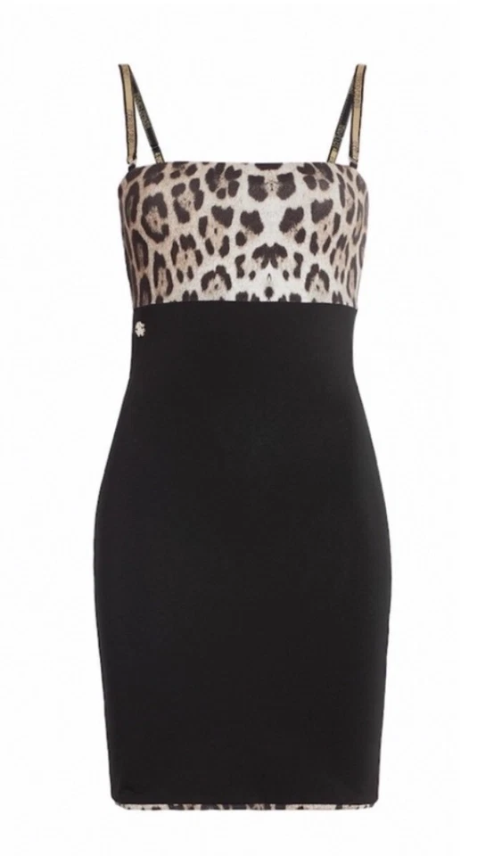 Roberto Cavalli Black/ Leopard Dress. NWT. Size Medium. Retail- $350
