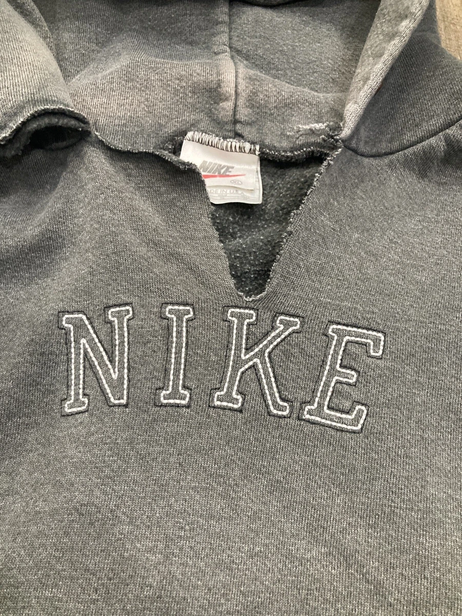 Vintage 90s Nike Spellout White Tag Hoodie Sweatshirt Distressed XL