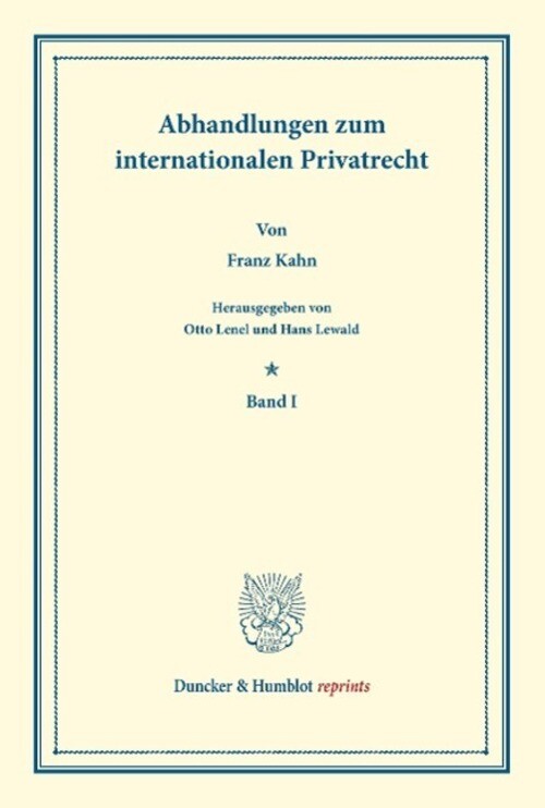 Thumbnail - Franz Kahn | Abhandlungen Zum Internationalen Privatrecht |