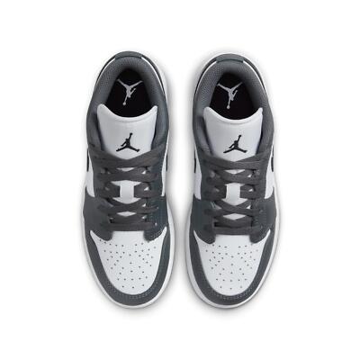 Nike Air Jordan 1 Low White Black-Iron Grey JordanⅠ AJ1 Youth GS